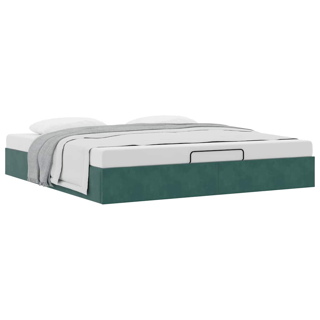 Ottoman bedframe zonder matras 160x200 cm fluweel donkergroen is nu te koop bij PeponiXL, paradijselijk wonen!