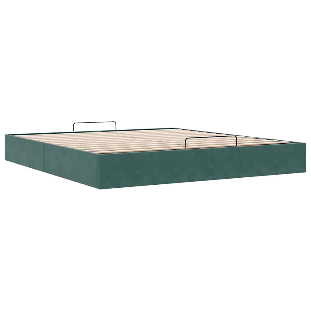 Ottoman bedframe zonder matras 160x200 cm fluweel donkergroen is nu te koop bij PeponiXL, paradijselijk wonen!