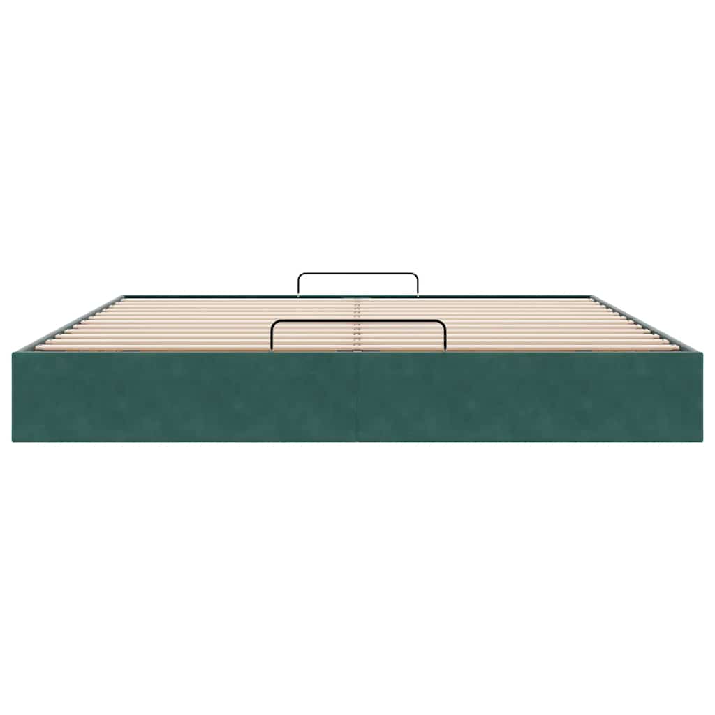 Ottoman bedframe zonder matras 160x200 cm fluweel donkergroen is nu te koop bij PeponiXL, paradijselijk wonen!