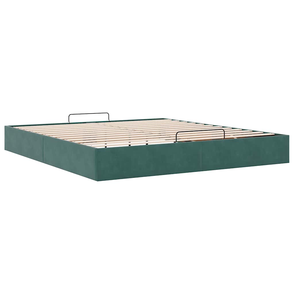 Ottoman bedframe zonder matras 160x200 cm fluweel donkergroen is nu te koop bij PeponiXL, paradijselijk wonen!