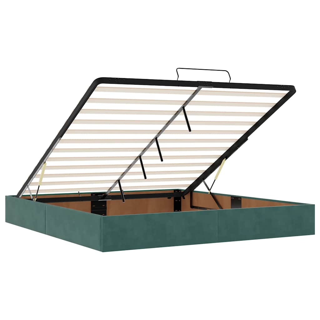 Ottoman bedframe zonder matras 160x200 cm fluweel donkergroen is nu te koop bij PeponiXL, paradijselijk wonen!