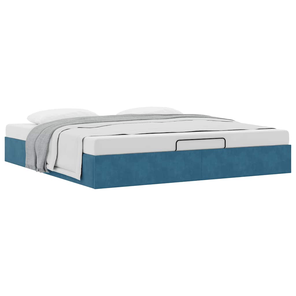 Ottoman bedframe zonder matras 160x200 cm fluweel donkerblauw is nu te koop bij PeponiXL, paradijselijk wonen!