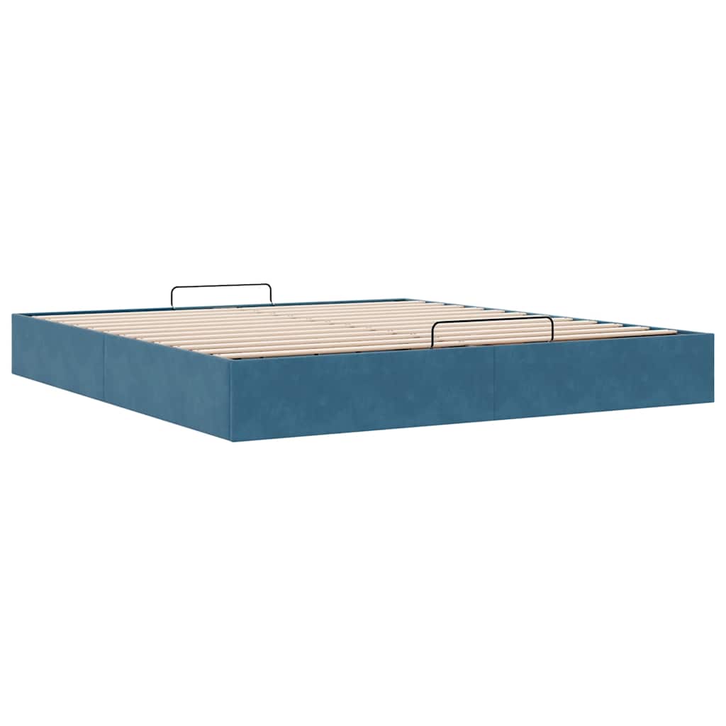 Ottoman bedframe zonder matras 160x200 cm fluweel donkerblauw is nu te koop bij PeponiXL, paradijselijk wonen!