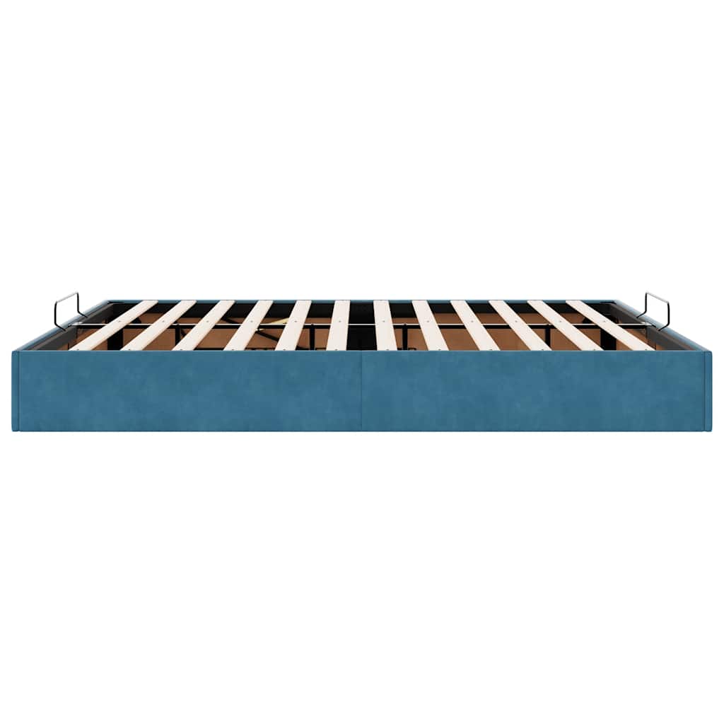 Ottoman bedframe zonder matras 160x200 cm fluweel donkerblauw is nu te koop bij PeponiXL, paradijselijk wonen!