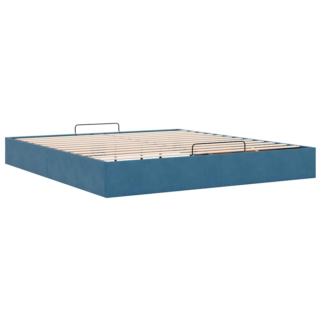 Ottoman bedframe zonder matras 160x200 cm fluweel donkerblauw is nu te koop bij PeponiXL, paradijselijk wonen!