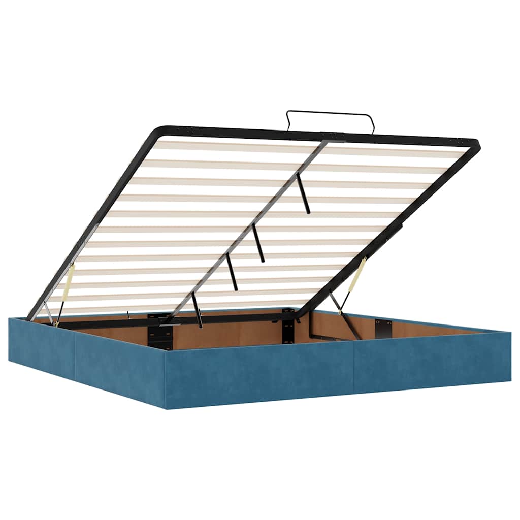 Ottoman bedframe zonder matras 160x200 cm fluweel donkerblauw is nu te koop bij PeponiXL, paradijselijk wonen!