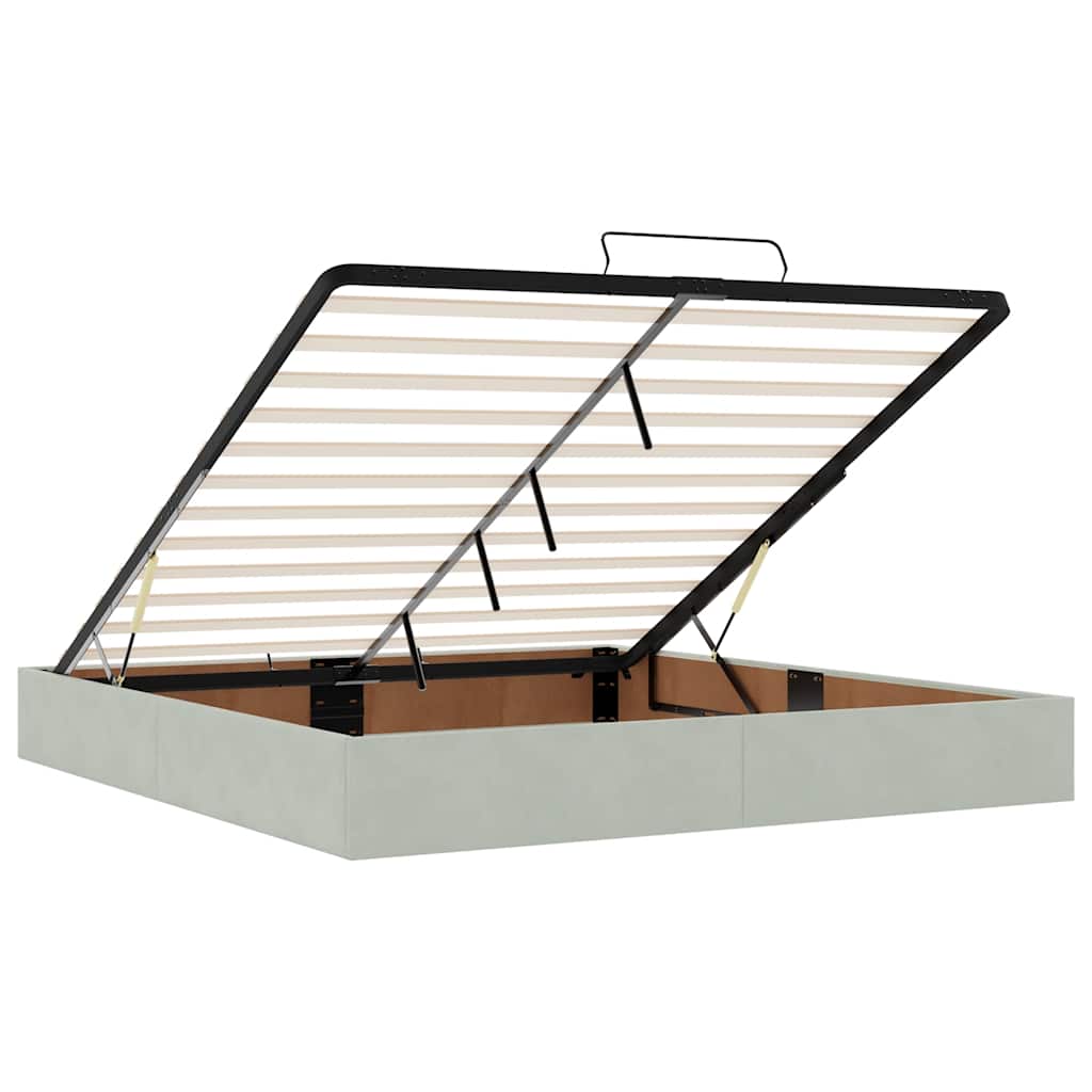 Ottoman bedframe zonder matras 180x200 cm fluweel lichtgrijs is nu te koop bij PeponiXL, paradijselijk wonen!