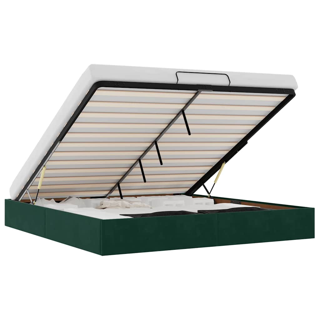Ottoman bedframe zonder matras 180x200 cm fluweel donkergroen is nu te koop bij PeponiXL, paradijselijk wonen!