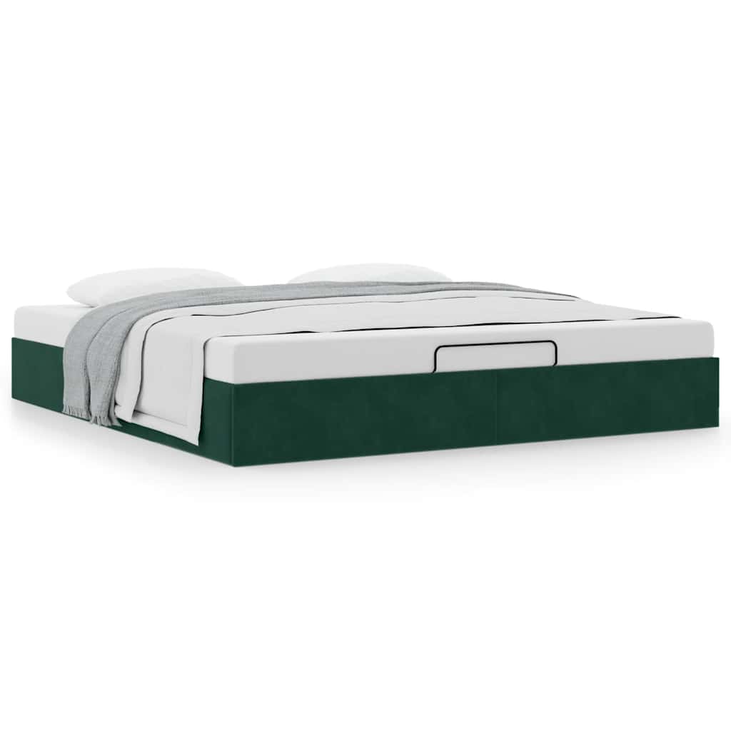 Ottoman bedframe zonder matras 180x200 cm fluweel donkergroen is nu te koop bij PeponiXL, paradijselijk wonen!