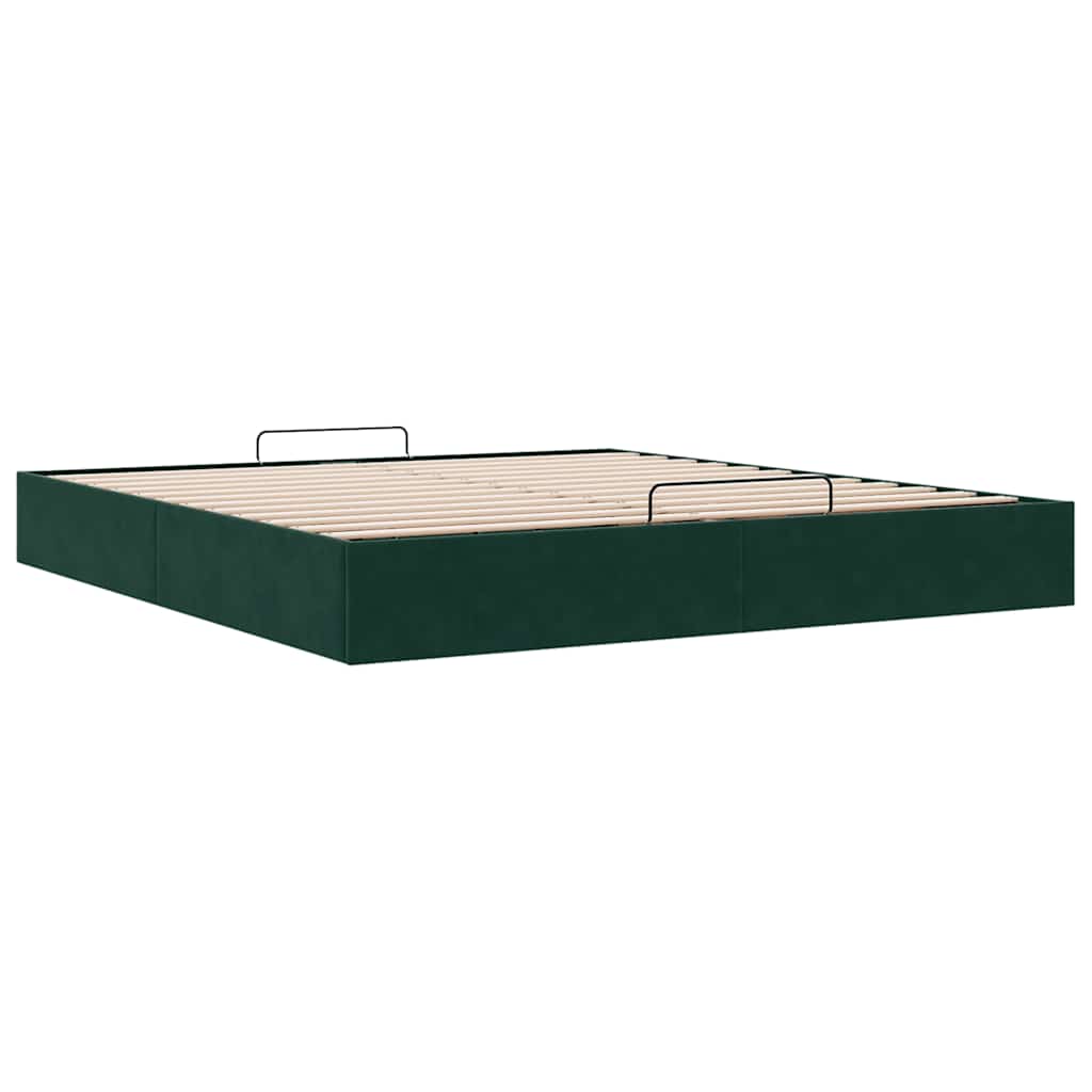 Ottoman bedframe zonder matras 180x200 cm fluweel donkergroen is nu te koop bij PeponiXL, paradijselijk wonen!