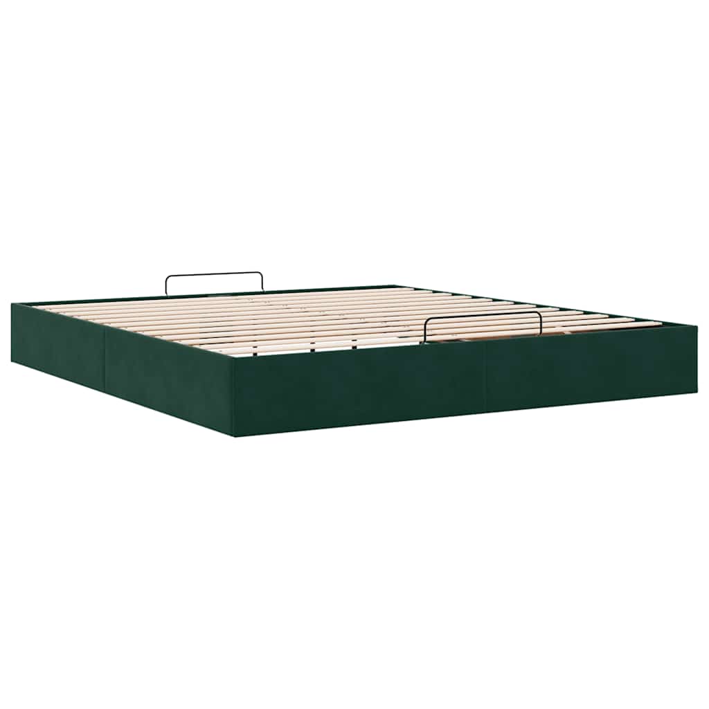 Ottoman bedframe zonder matras 180x200 cm fluweel donkergroen is nu te koop bij PeponiXL, paradijselijk wonen!