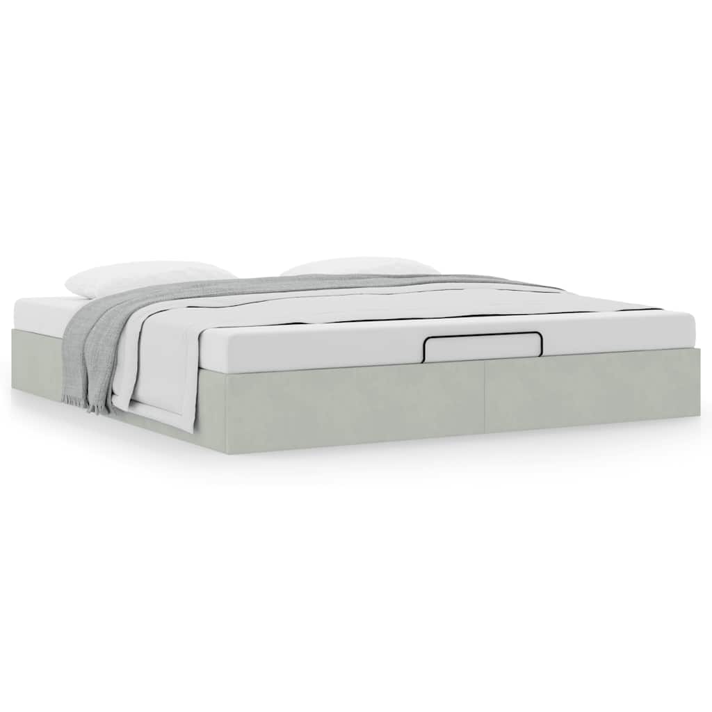 Ottoman bedframe zonder matras 200x200 cm fluweel lichtgrijs is nu te koop bij PeponiXL, paradijselijk wonen!