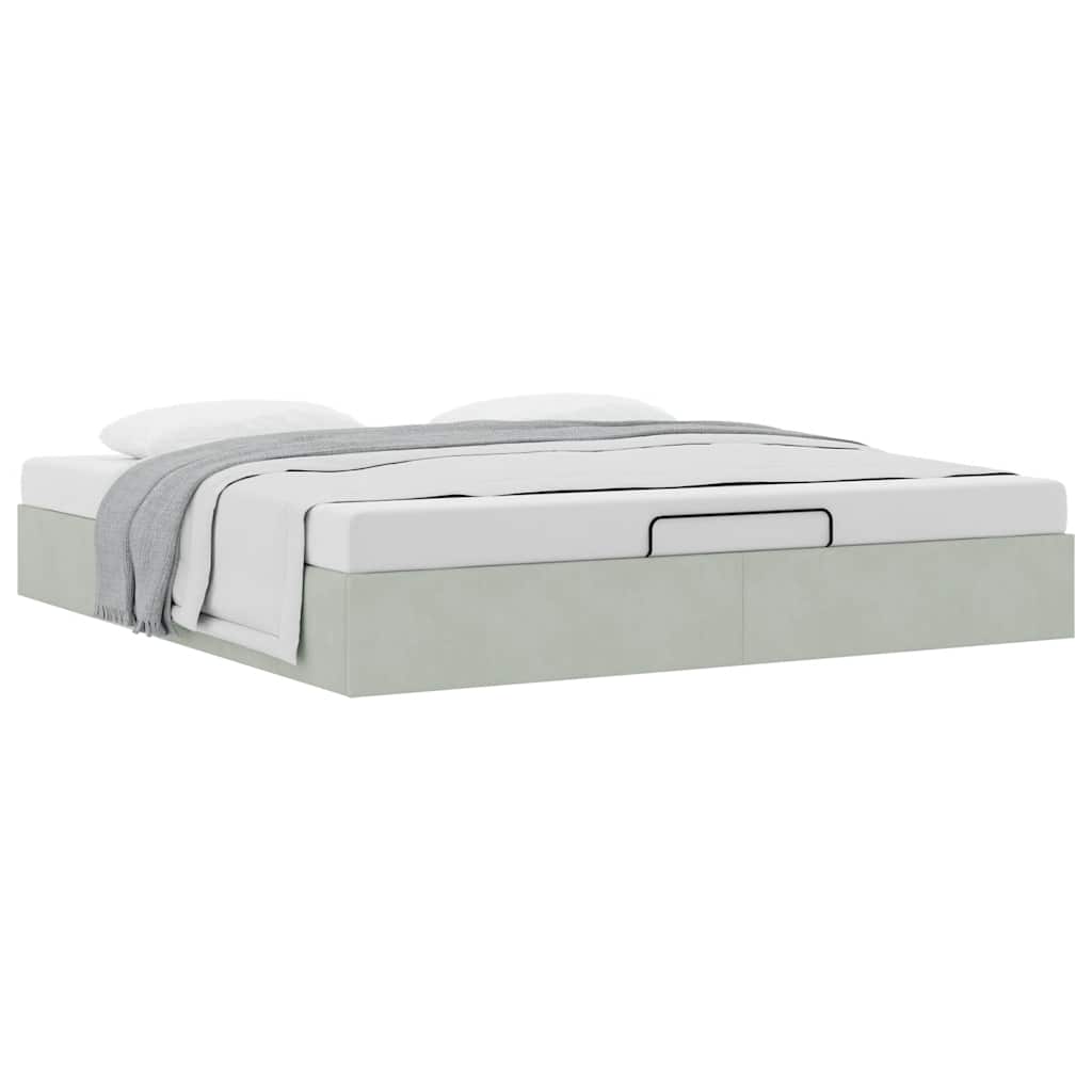 Ottoman bedframe zonder matras 200x200 cm fluweel lichtgrijs is nu te koop bij PeponiXL, paradijselijk wonen!