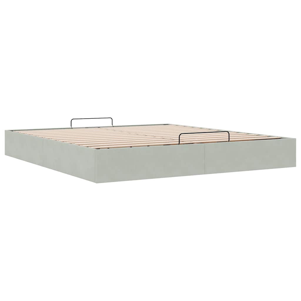 Ottoman bedframe zonder matras 200x200 cm fluweel lichtgrijs is nu te koop bij PeponiXL, paradijselijk wonen!