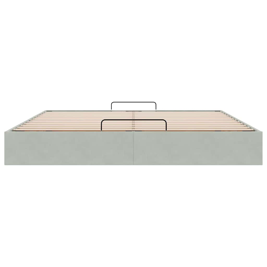 Ottoman bedframe zonder matras 200x200 cm fluweel lichtgrijs is nu te koop bij PeponiXL, paradijselijk wonen!