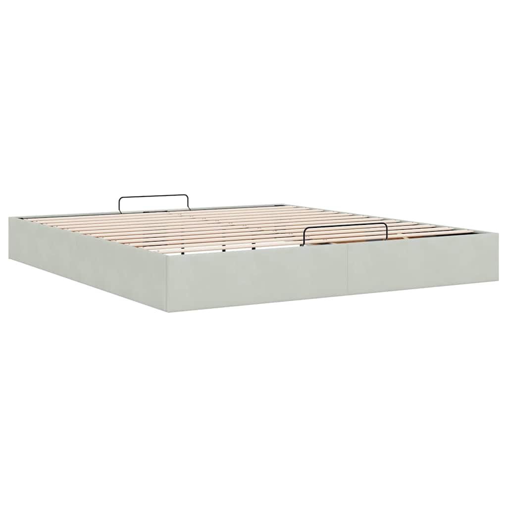 Ottoman bedframe zonder matras 200x200 cm fluweel lichtgrijs is nu te koop bij PeponiXL, paradijselijk wonen!