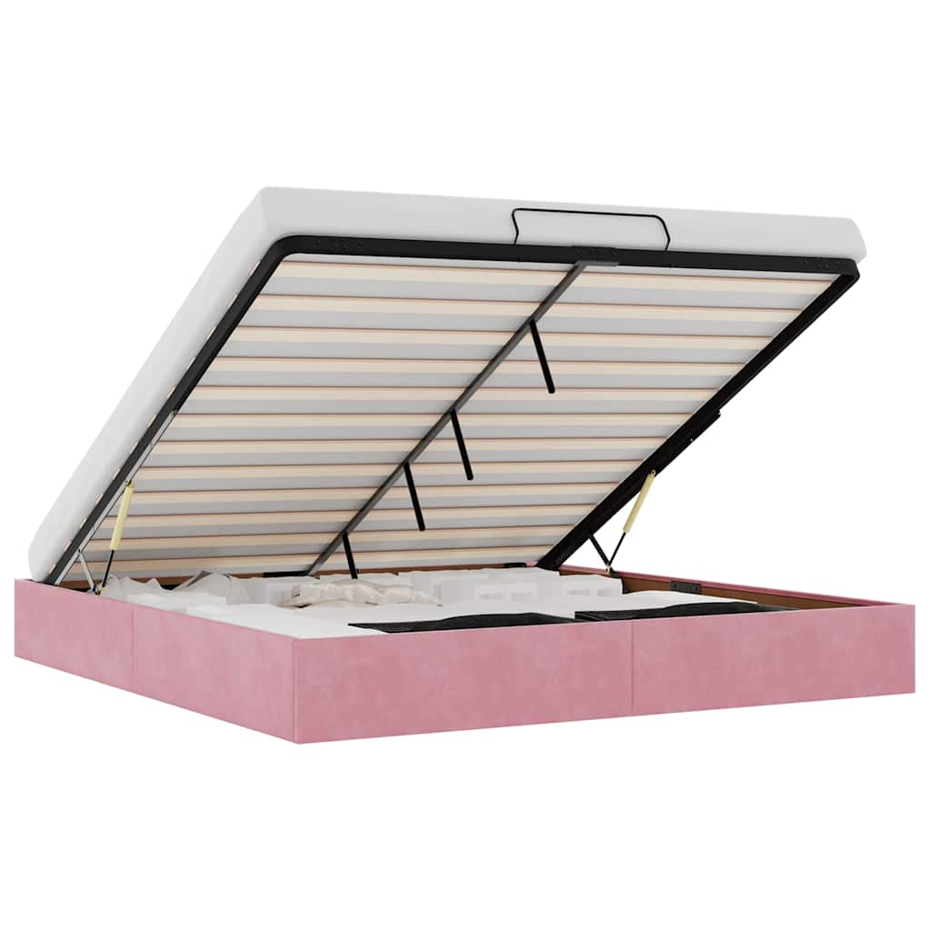 Ottoman bedframe zonder matras 200x200 cm fluweel roze is nu te koop bij PeponiXL, paradijselijk wonen!