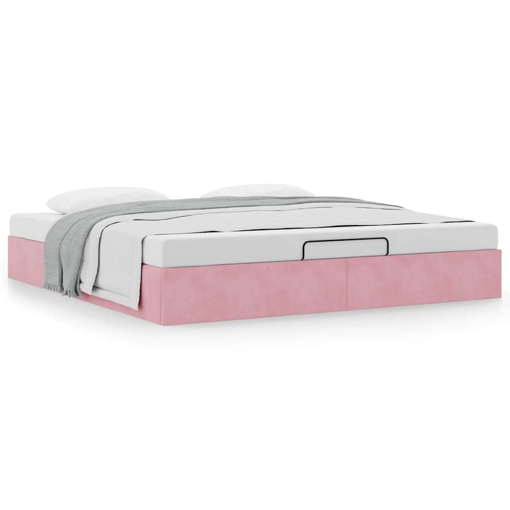 Ottoman bedframe zonder matras 200x200 cm fluweel roze is nu te koop bij PeponiXL, paradijselijk wonen!