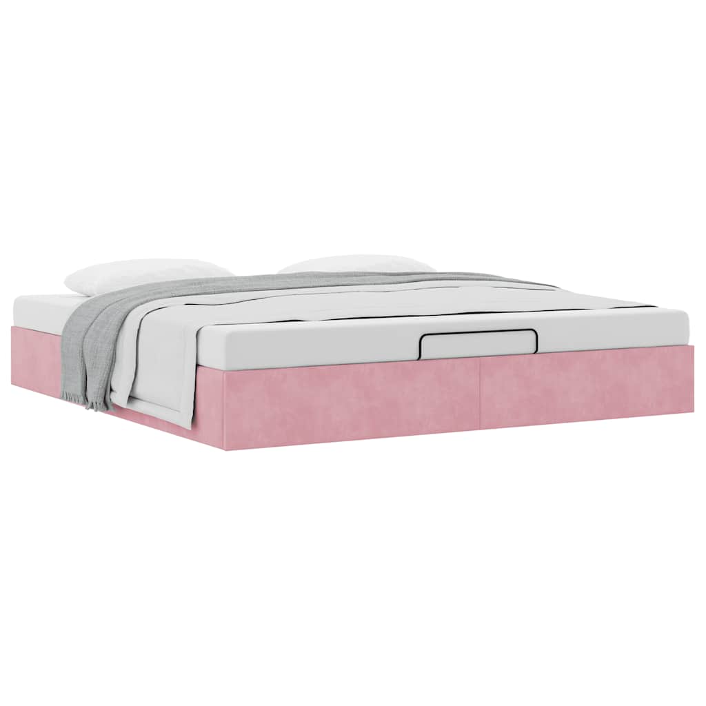 Ottoman bedframe zonder matras 200x200 cm fluweel roze is nu te koop bij PeponiXL, paradijselijk wonen!