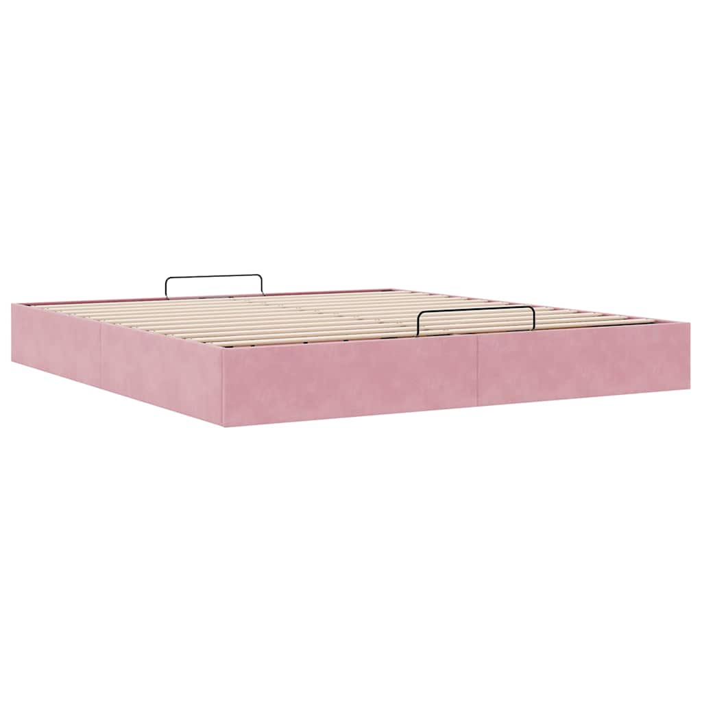 Ottoman bedframe zonder matras 200x200 cm fluweel roze is nu te koop bij PeponiXL, paradijselijk wonen!
