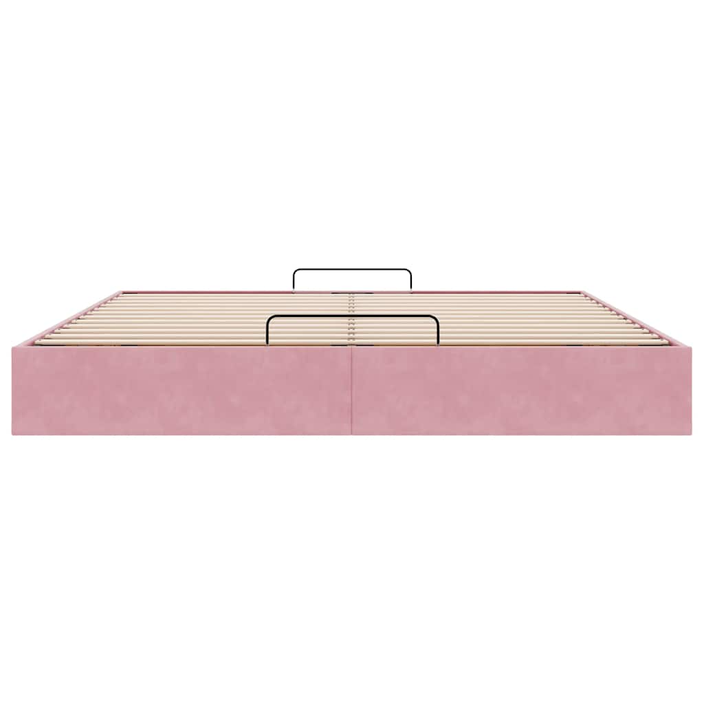 Ottoman bedframe zonder matras 200x200 cm fluweel roze is nu te koop bij PeponiXL, paradijselijk wonen!