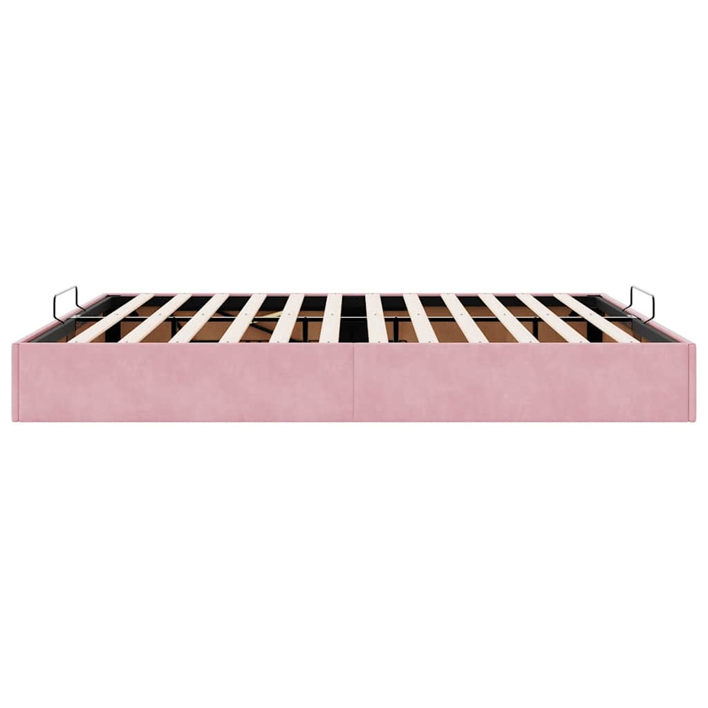 Ottoman bedframe zonder matras 200x200 cm fluweel roze is nu te koop bij PeponiXL, paradijselijk wonen!