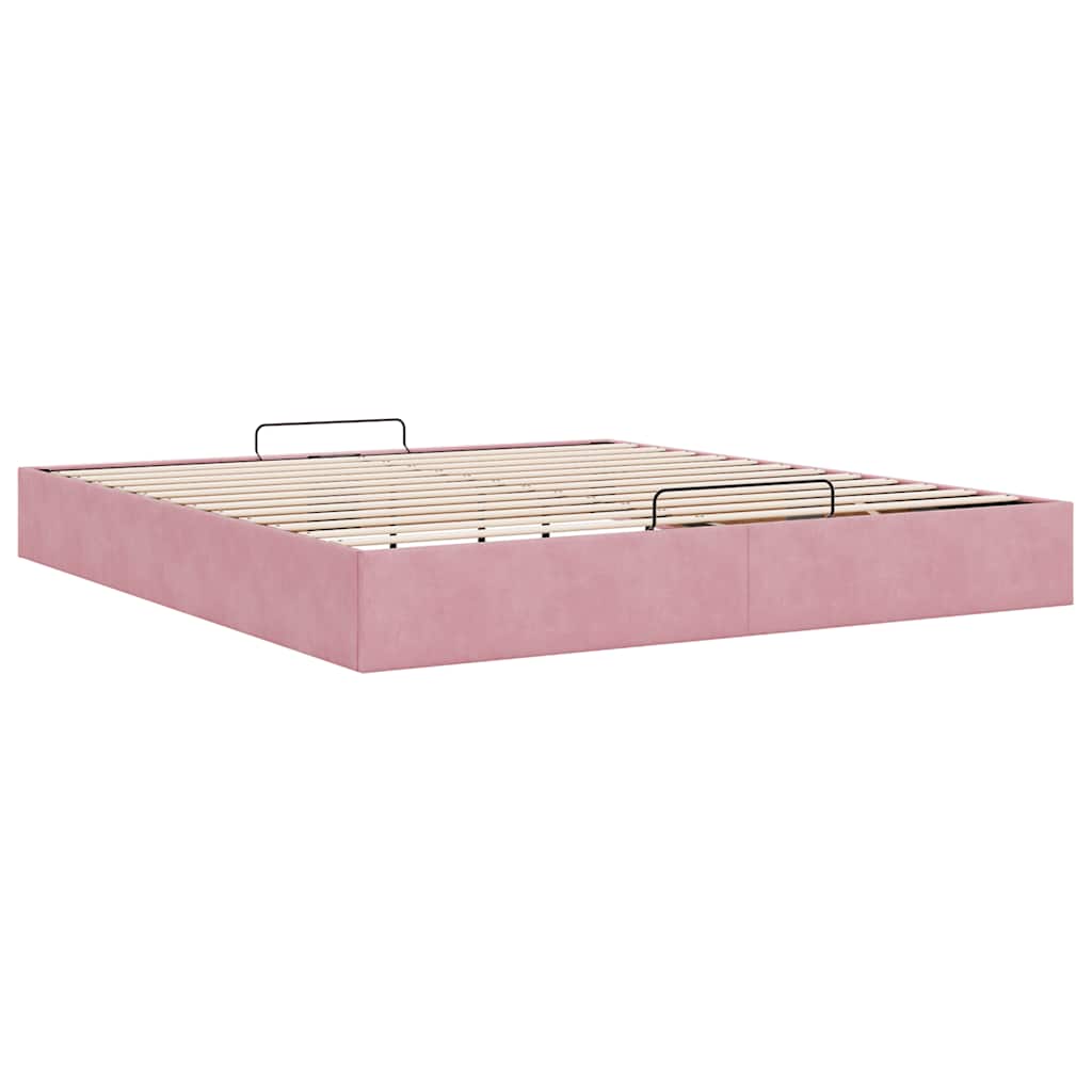 Ottoman bedframe zonder matras 200x200 cm fluweel roze is nu te koop bij PeponiXL, paradijselijk wonen!