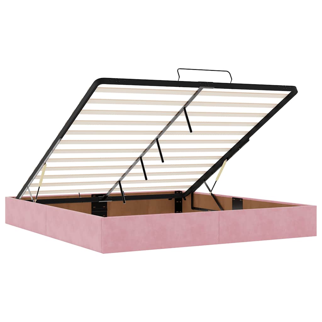 Ottoman bedframe zonder matras 200x200 cm fluweel roze is nu te koop bij PeponiXL, paradijselijk wonen!