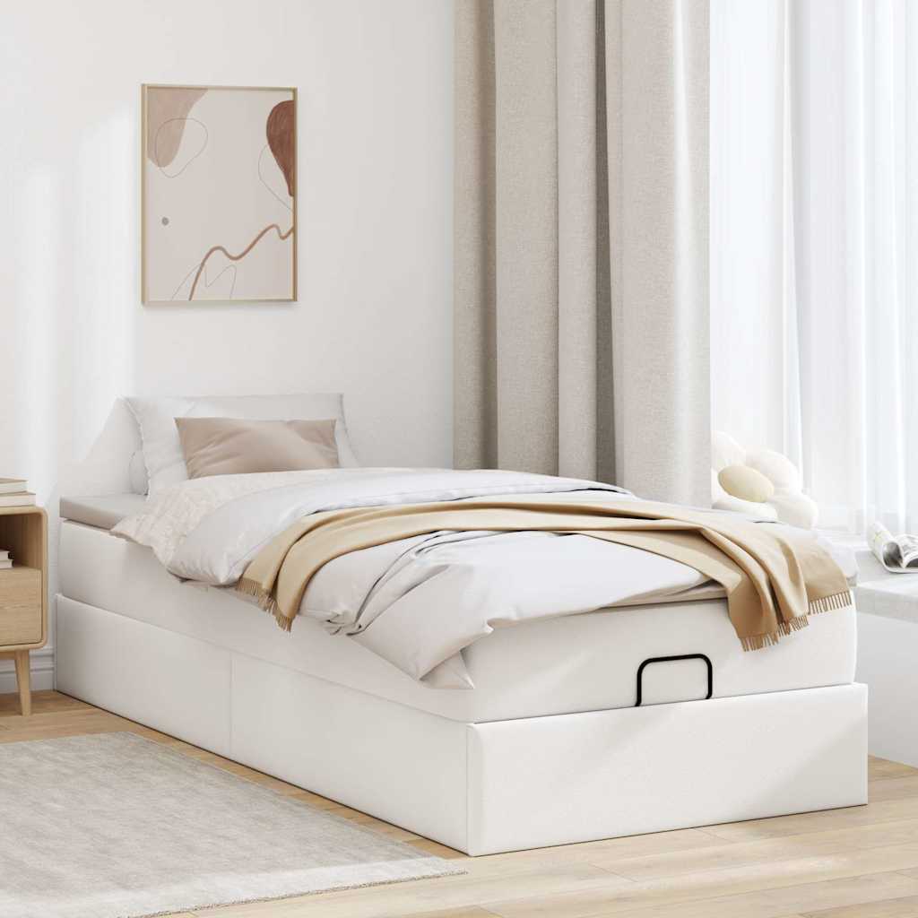 Ottoman bed met matras 80x200 cm kunstleer wit is nu te koop bij PeponiXL, paradijselijk wonen!