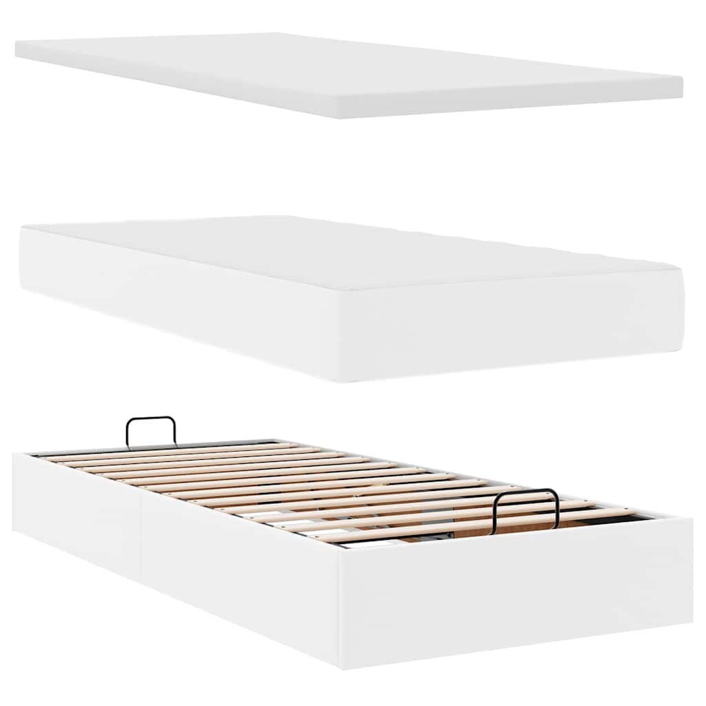Ottoman bed met matras 80x200 cm kunstleer wit is nu te koop bij PeponiXL, paradijselijk wonen!