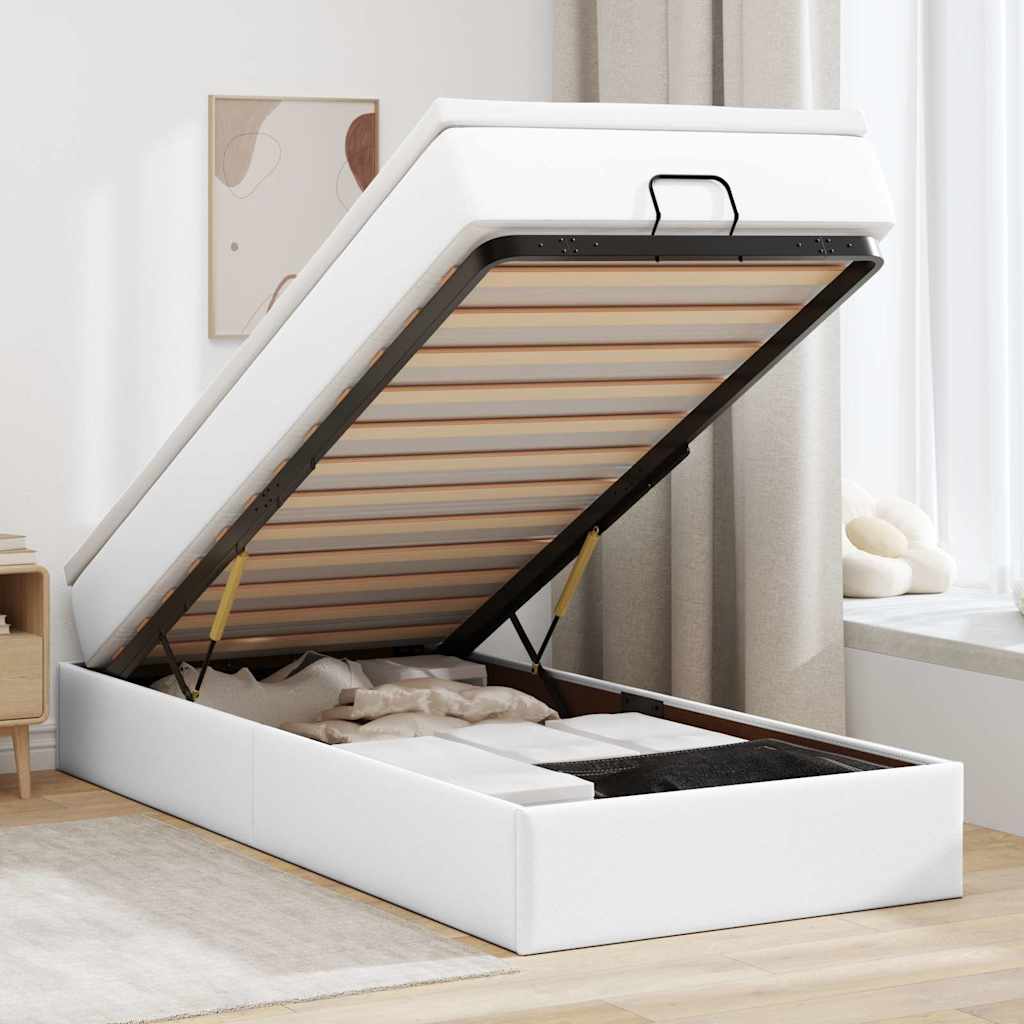 Ottoman bed met matras 80x200 cm kunstleer wit is nu te koop bij PeponiXL, paradijselijk wonen!
