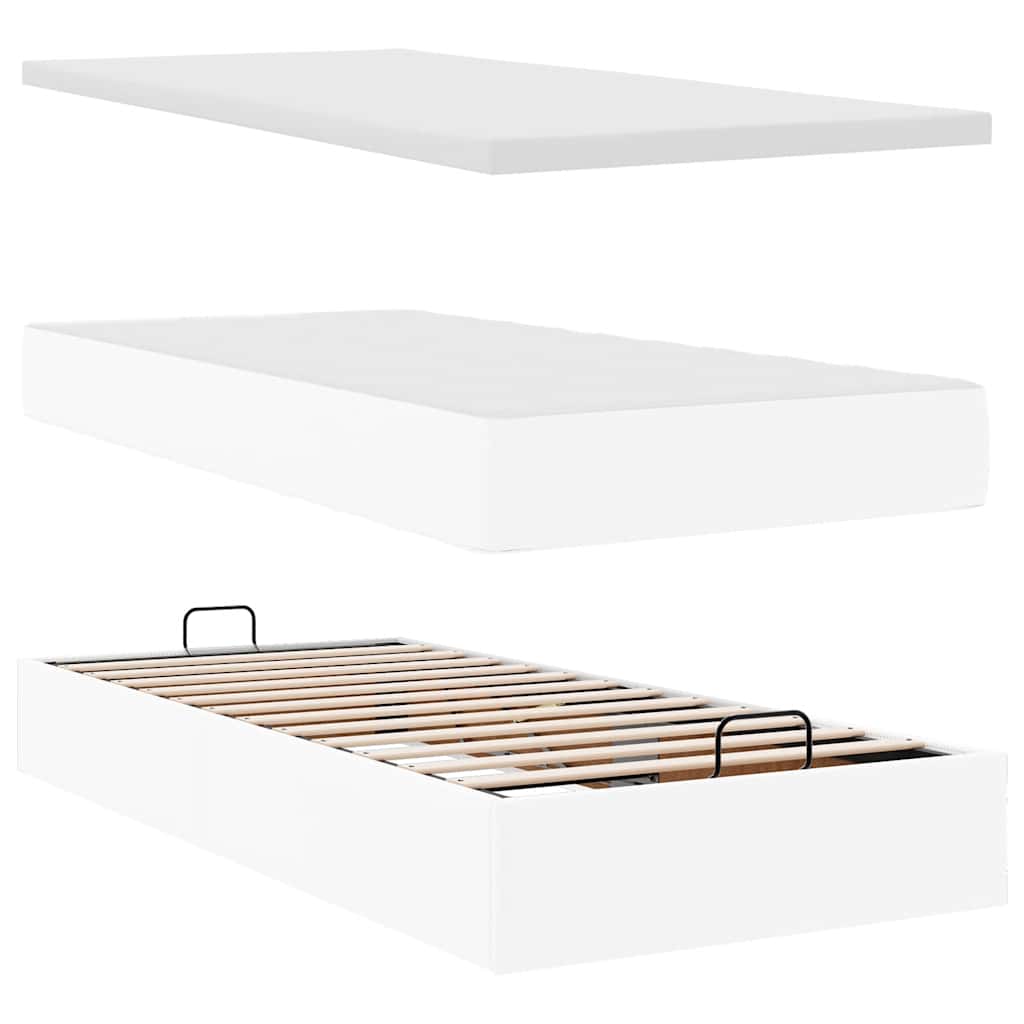 Ottoman bed met matras 90x200cm kunstleer wit is nu te koop bij PeponiXL, paradijselijk wonen!