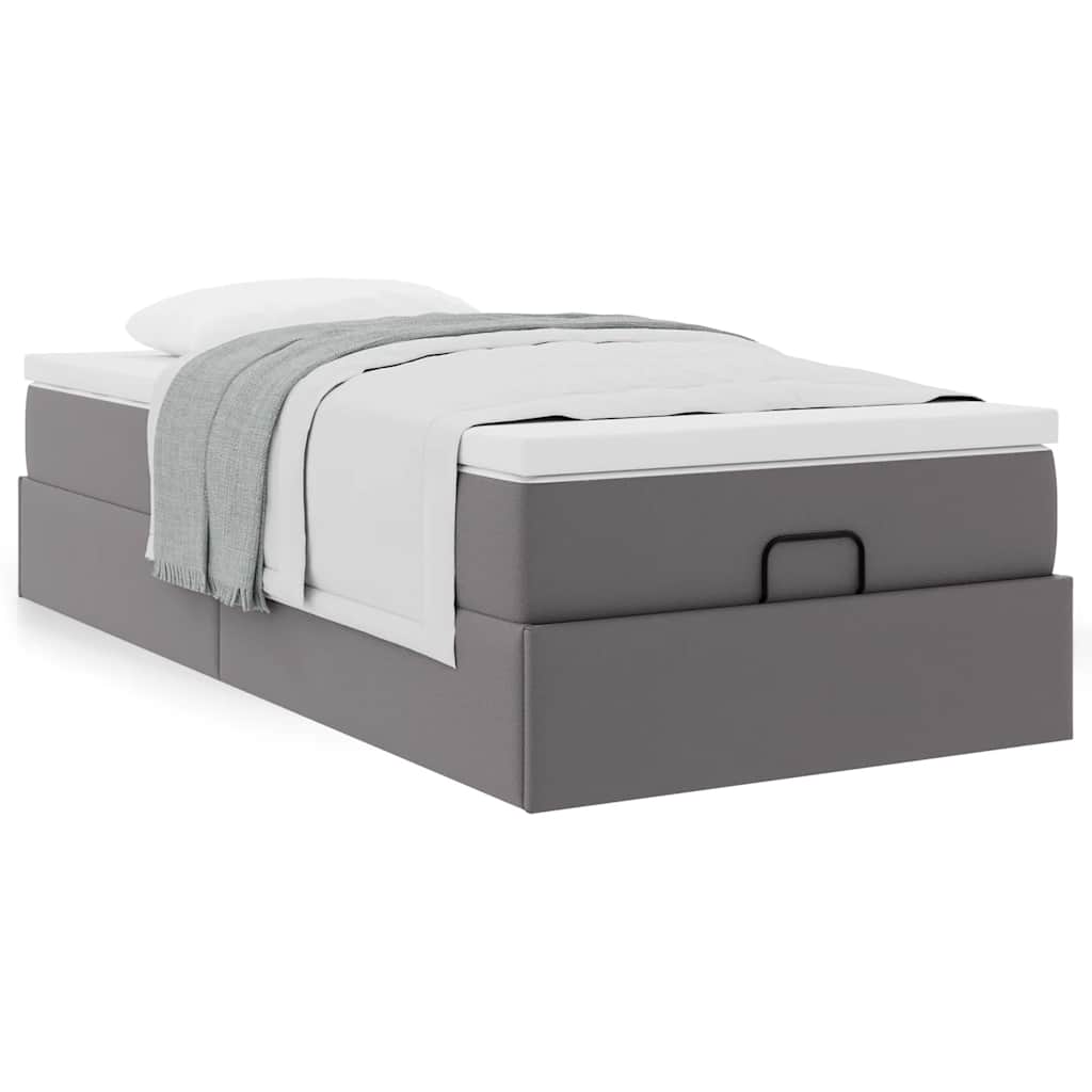 Ottoman bed met matras 90x200cm kunstleer grijs is nu te koop bij PeponiXL, paradijselijk wonen!