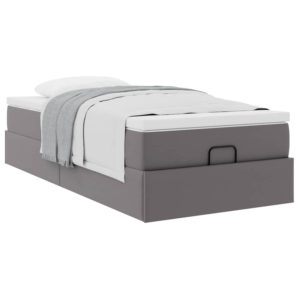 Ottoman bed met matras 90x200cm kunstleer grijs is nu te koop bij PeponiXL, paradijselijk wonen!