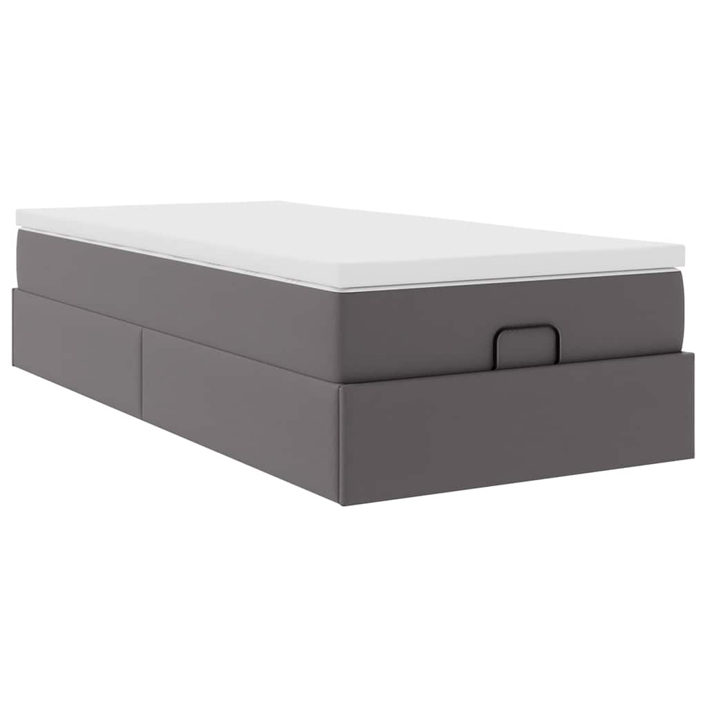 Ottoman bed met matras 90x200cm kunstleer grijs is nu te koop bij PeponiXL, paradijselijk wonen!