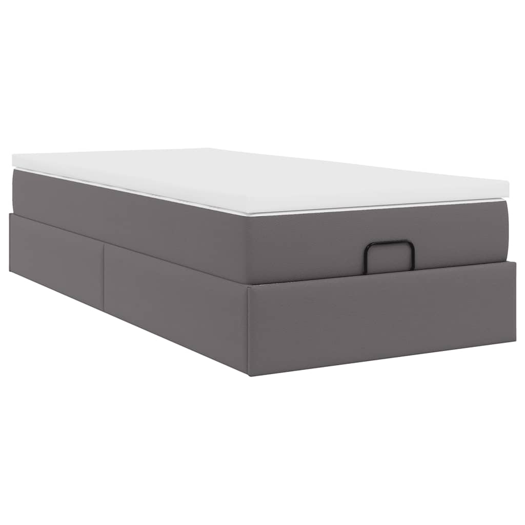 Ottoman bed met matras 90x200cm kunstleer grijs is nu te koop bij PeponiXL, paradijselijk wonen!