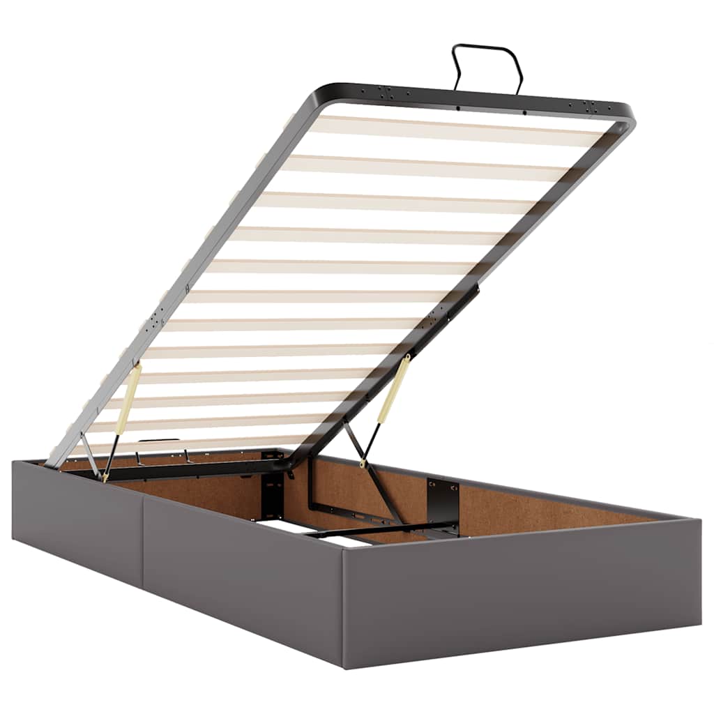 Ottoman bed met matras 90x200cm kunstleer grijs is nu te koop bij PeponiXL, paradijselijk wonen!