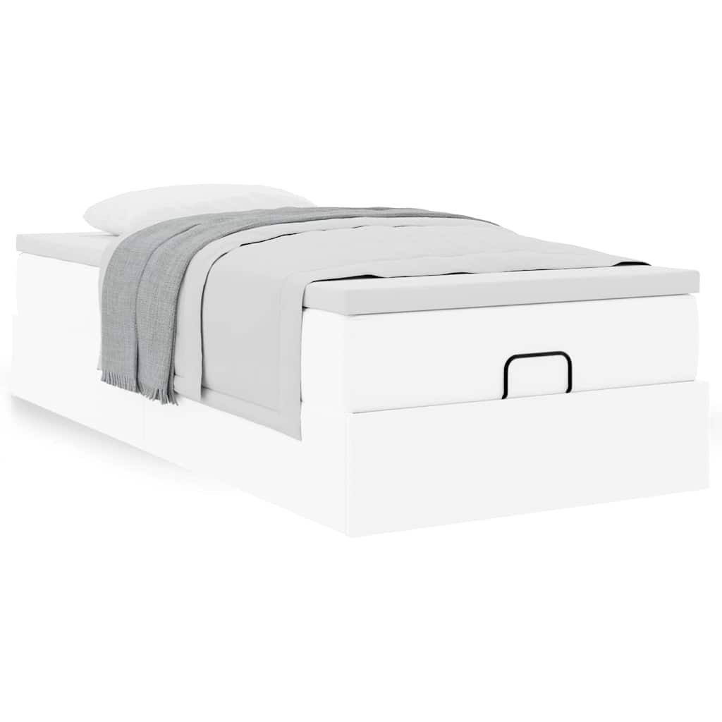 Ottoman bed met matras 100x200cm kunstleer wit is nu te koop bij PeponiXL, paradijselijk wonen!