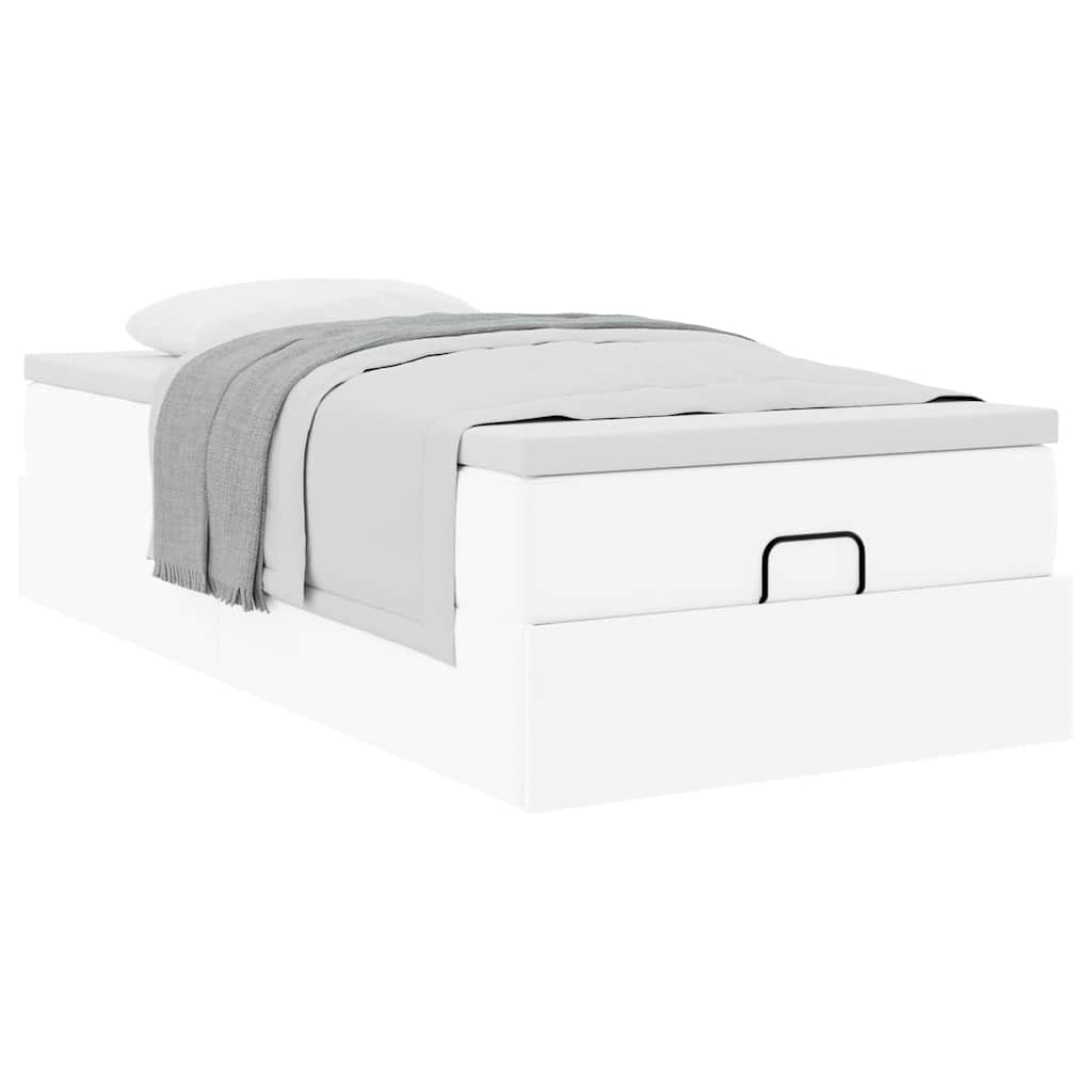Ottoman bed met matras 100x200cm kunstleer wit is nu te koop bij PeponiXL, paradijselijk wonen!