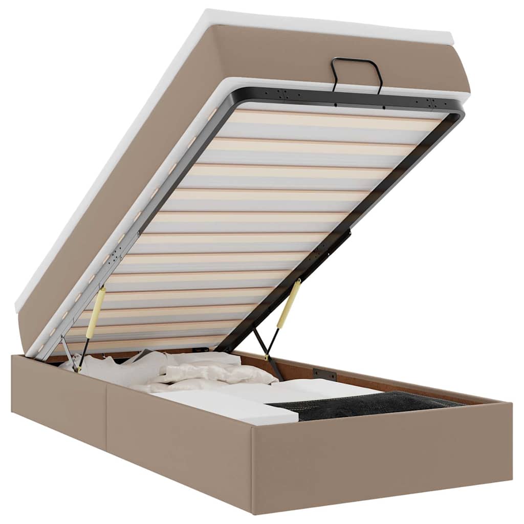 Ottoman bed met matras 100x200cm kunstleer cappuccinokleurig