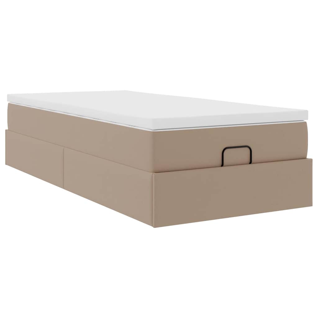 Ottoman bed met matras 100x200cm kunstleer cappuccinokleurig