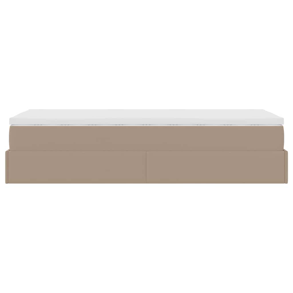 Ottoman bed met matras 100x200cm kunstleer cappuccinokleurig