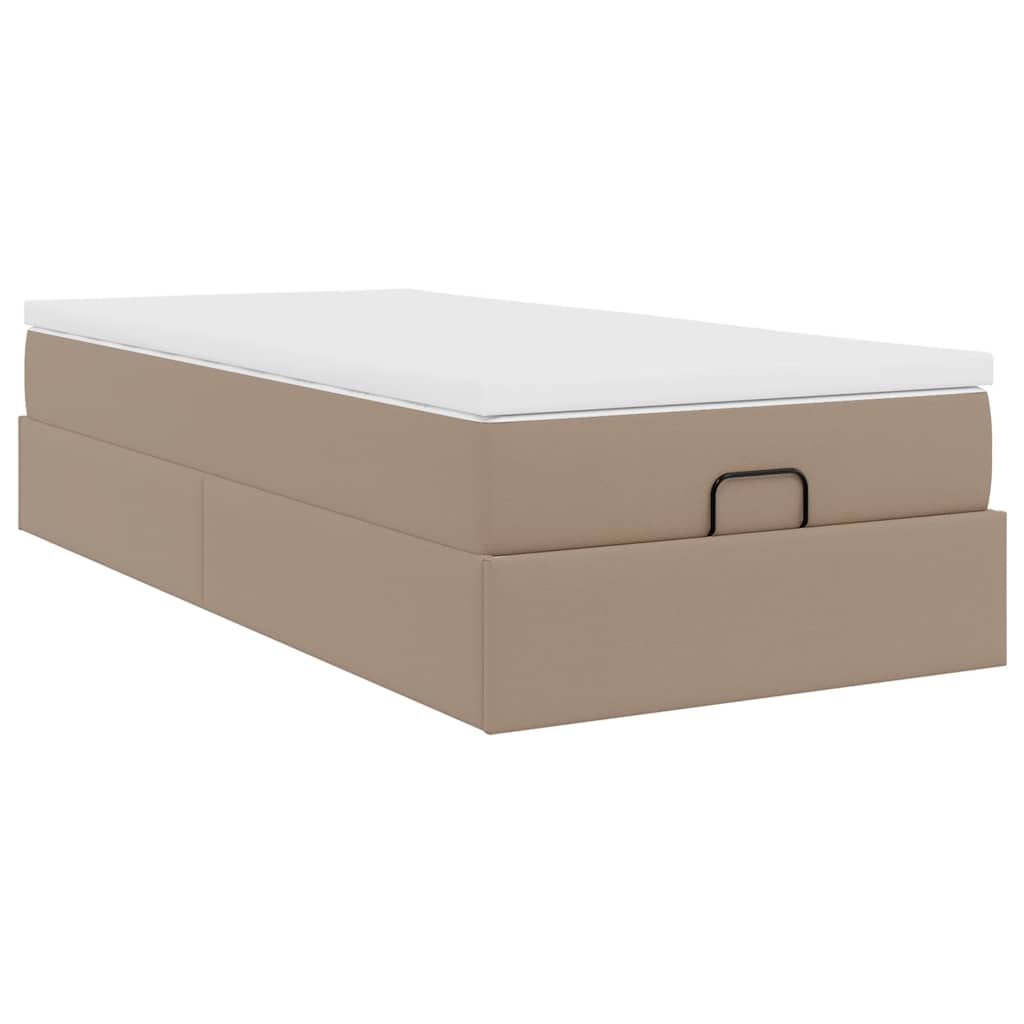 Ottoman bed met matras 100x200cm kunstleer cappuccinokleurig