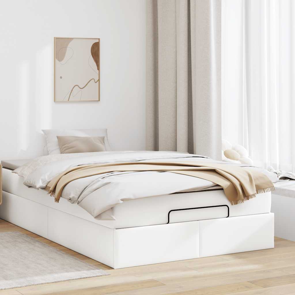 Ottoman bed met matras 120x190 cm kunstleer wit