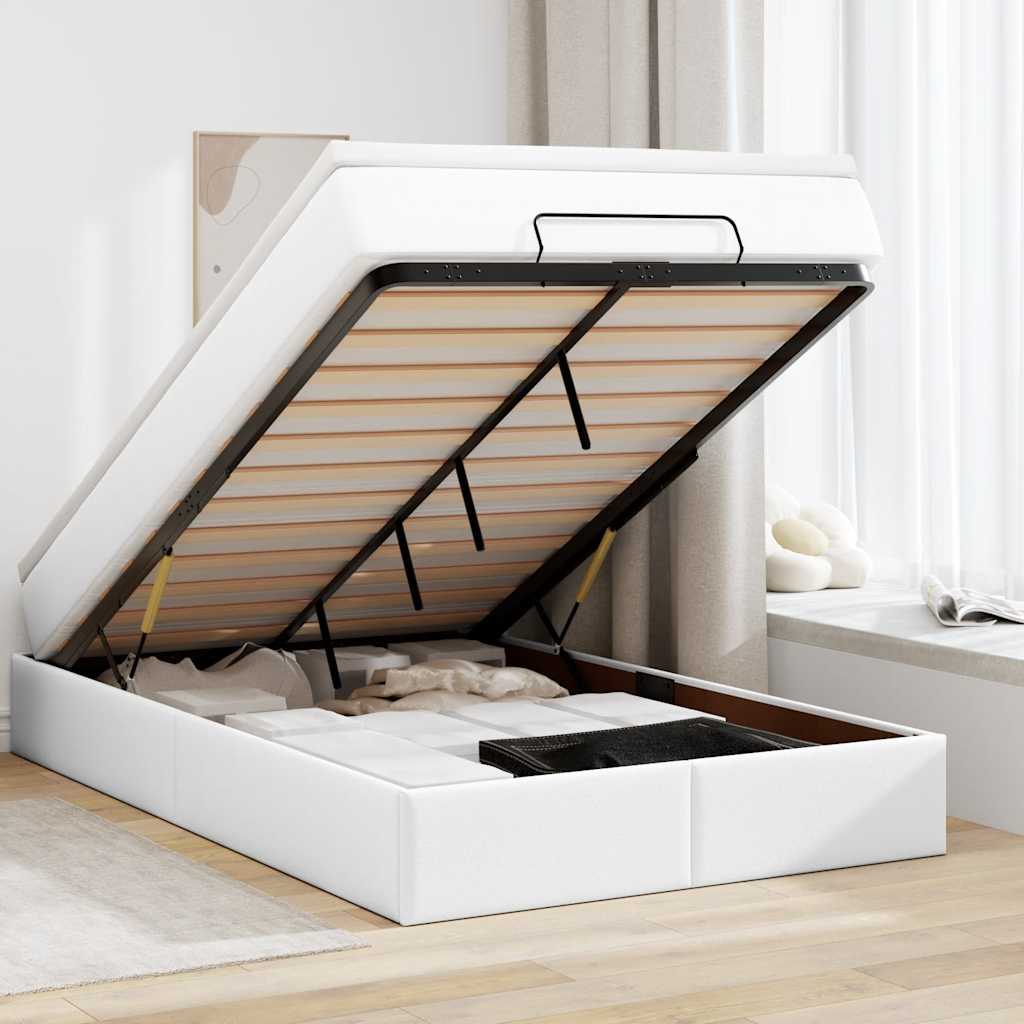 Ottoman bed met matras 120x200cm kunstleer wit is nu te koop bij PeponiXL, paradijselijk wonen!