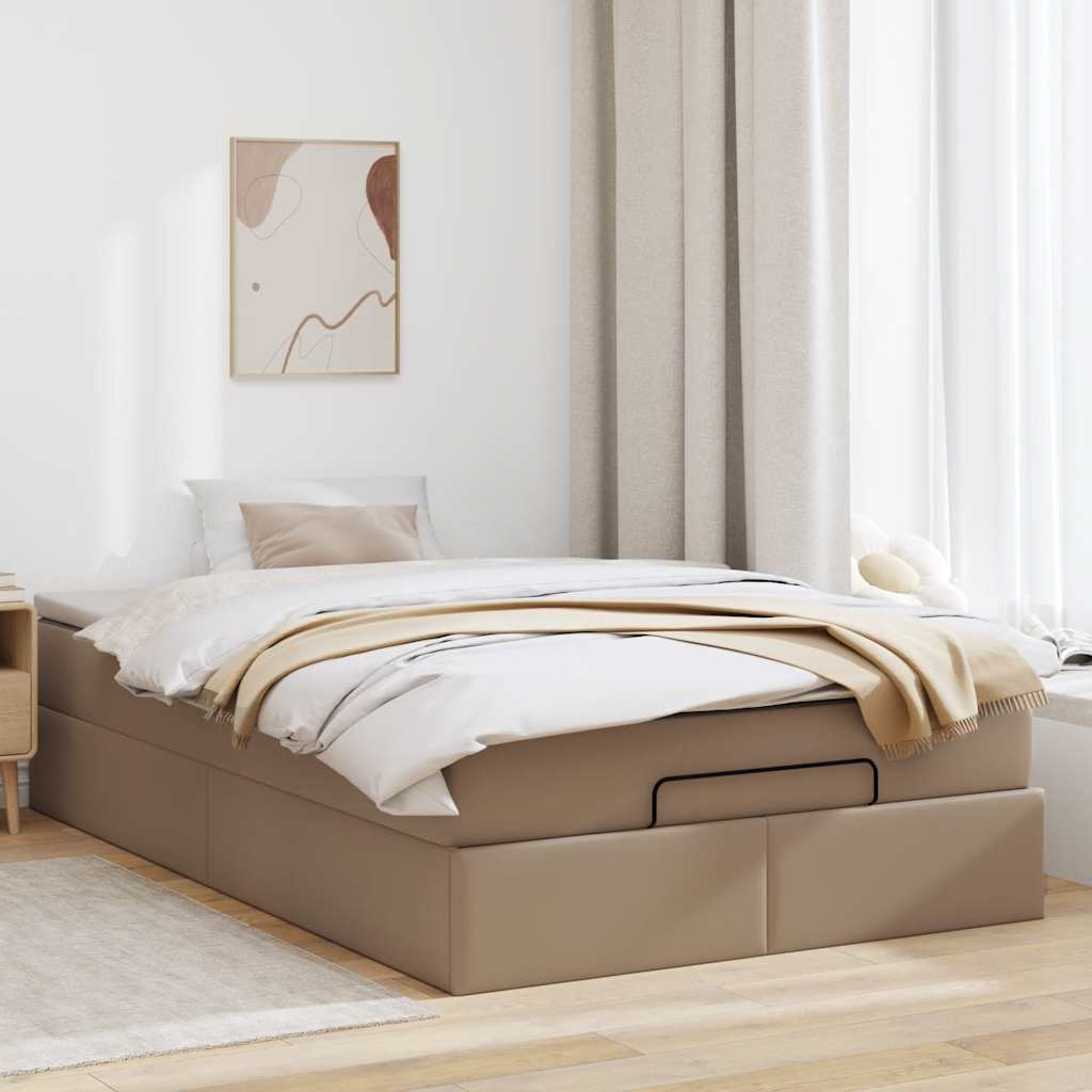 Ottoman bed met matras 120x200cm kunstleer cappuccinokleurig is nu te koop bij PeponiXL, paradijselijk wonen!