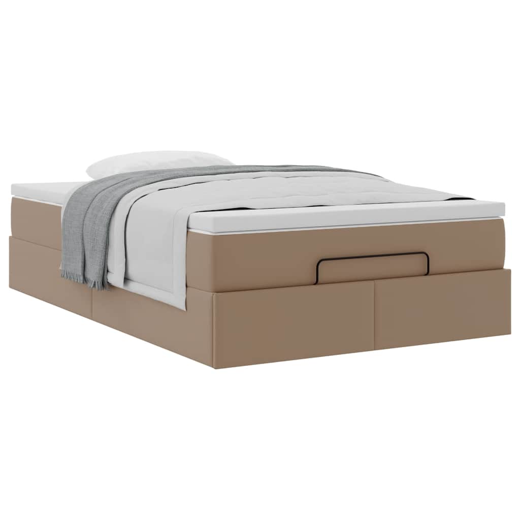 Ottoman bed met matras 120x200cm kunstleer cappuccinokleurig is nu te koop bij PeponiXL, paradijselijk wonen!