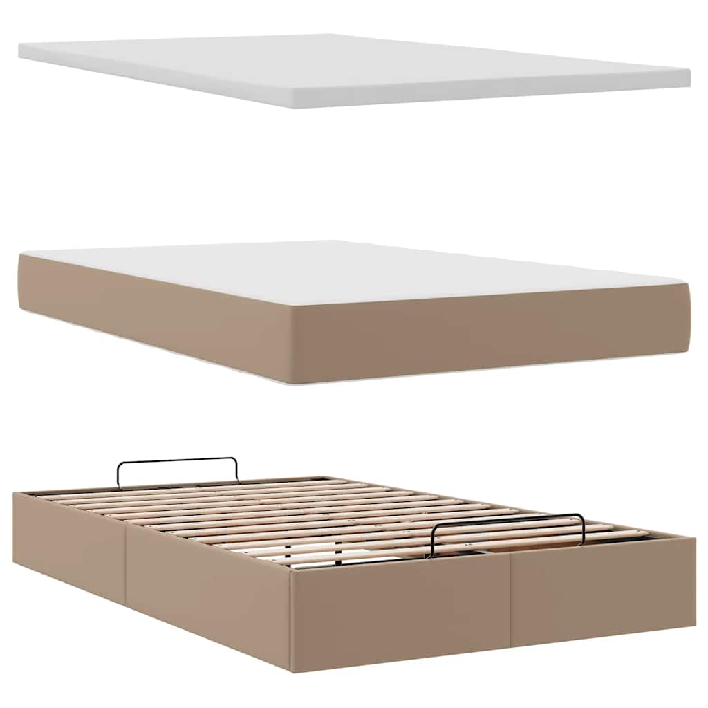 Ottoman bed met matras 120x200cm kunstleer cappuccinokleurig is nu te koop bij PeponiXL, paradijselijk wonen!