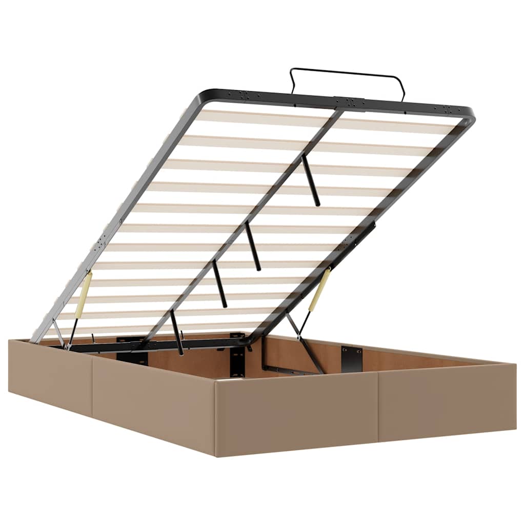 Ottoman bed met matras 120x200cm kunstleer cappuccinokleurig is nu te koop bij PeponiXL, paradijselijk wonen!