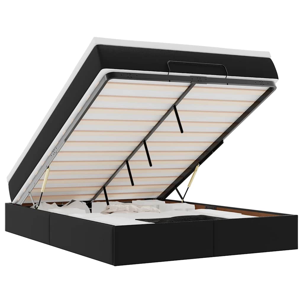 Ottoman bed met matras 140x190cm kunstleer zwart is nu te koop bij PeponiXL, paradijselijk wonen!